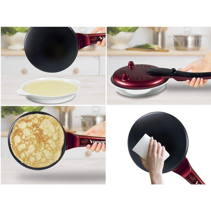 Beper BT.710Y Crepe Maker, 800W Electric Pancake Griddle with Non-Stick Coating, Even Heat Distribution for Perfect Crepes, Compact and Easy-to-Use Design Beper BT.710Y Crepe Maker, 800W Electric Pancake Griddle with Non-Stick Coating, Even Heat Distribution for Perfect Crepes, Compact and Easy-to-Use Design