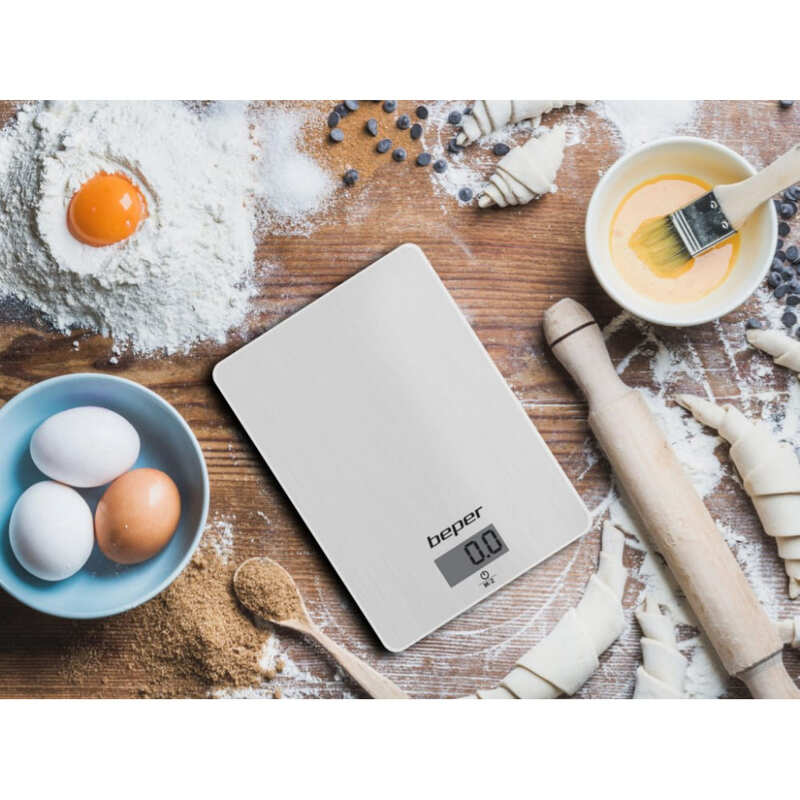 Beper Kitchen Scale 90.131 – Digital Food Scale with LCD Display, High-Precision Sensors, 5kg Capacity, Tare Function, and Compact Design