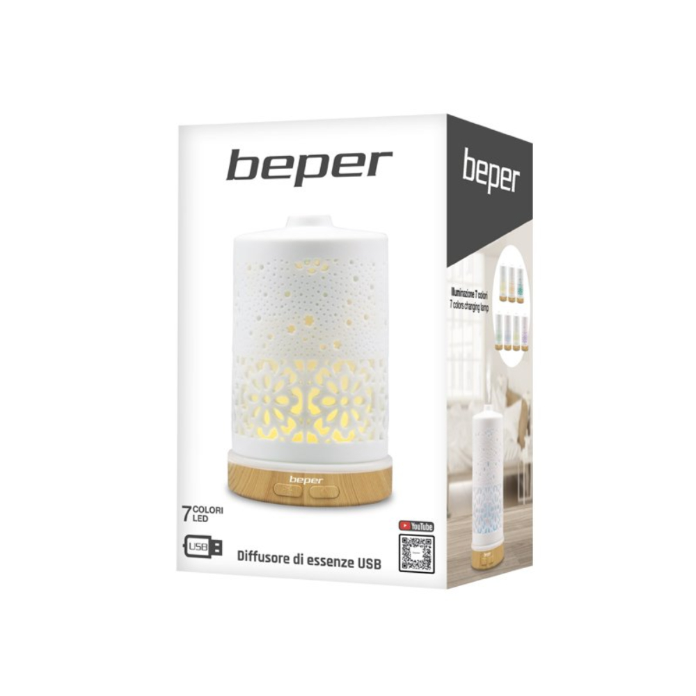 Beper 70.404 USB Essential Oil Diffuser – Portable Ultrasonic Aromatherapy Diffuser with USB Power Supply, Adjustable Mist Modes, LED Mood Lighting Beper 70.404 USB Essential Oil Diffuser – Portable Ultrasonic Aromatherapy Diffuser with USB Power Supply, Adjustable Mist Modes, LED Mood Lighting