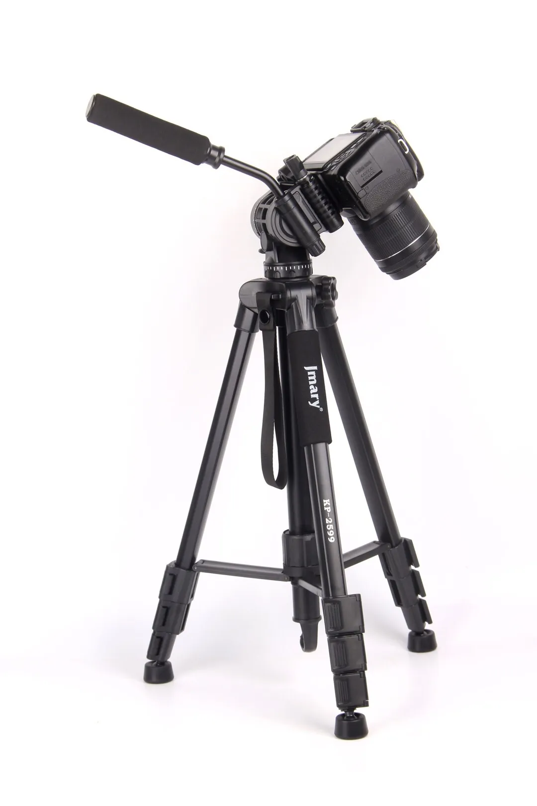 Jmary KP-2599 Professional Hydraulic Head Tripod – Heavy-Duty Aluminium Tripod Stand for DSLR Cameras & Smartphones, 4-Section Adjustable Legs, Max Height 165cm