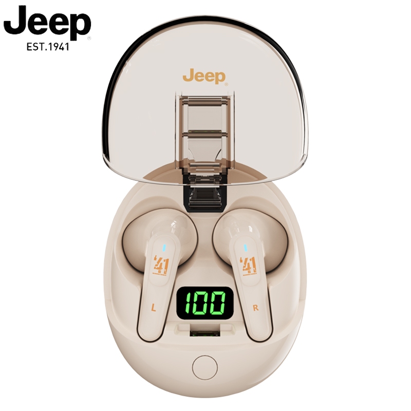 Jeep EW009 TWS True Bluetooth Wireless Earphones Stereo 296-White – Stylish Off-White ABS Design, Bilateral Stereo Sound, 4–6 Hours Battery Life