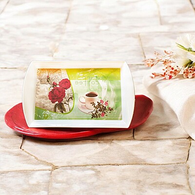 Coffee Flowers Tray – Green, 57cm x 35cm – Stylish and Durable Serving Tray with Elegant Floral Design, Perfect for Serving