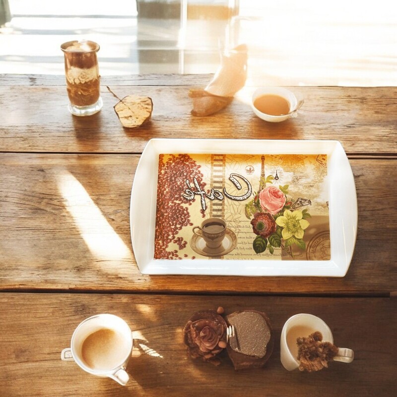 Elegant Coffee Paris Flowers Tray โ Brown, 57cm x 35cm โ Stylish and Durable Serving Tray with Floral Parisian Design, Perfect for Serving Elegant Coffee Paris Flowers Tray โ Brown, 57cm x 35cm โ Stylish and Durable Serving Tray with Floral Parisian Design, Perfect for Serving