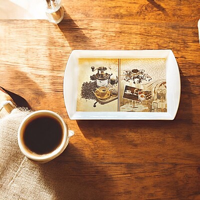 Elegant Coffee Tray – Brown, 57cm x 35cm – Premium Quality, Durable Serving Tray Perfect for Serving Coffee, Tea, Snacks, and Beverages with a Sophisticated Touch