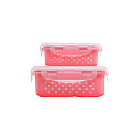 Compact Stackable Food Storage Container Set (2-Pack) - Pink Compact Stackable Food Storage Container Set (2-Pack) - Pink