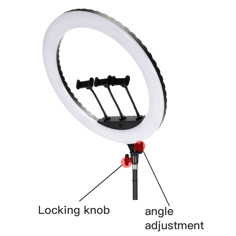 Jmary FM-21R 21-Inch Professional Selfie Ring Light – Large 52cm Outer Diameter with 160PCS LED Beads, Stepless Dimming, Adjustable Color Temperature 2900K–6500K