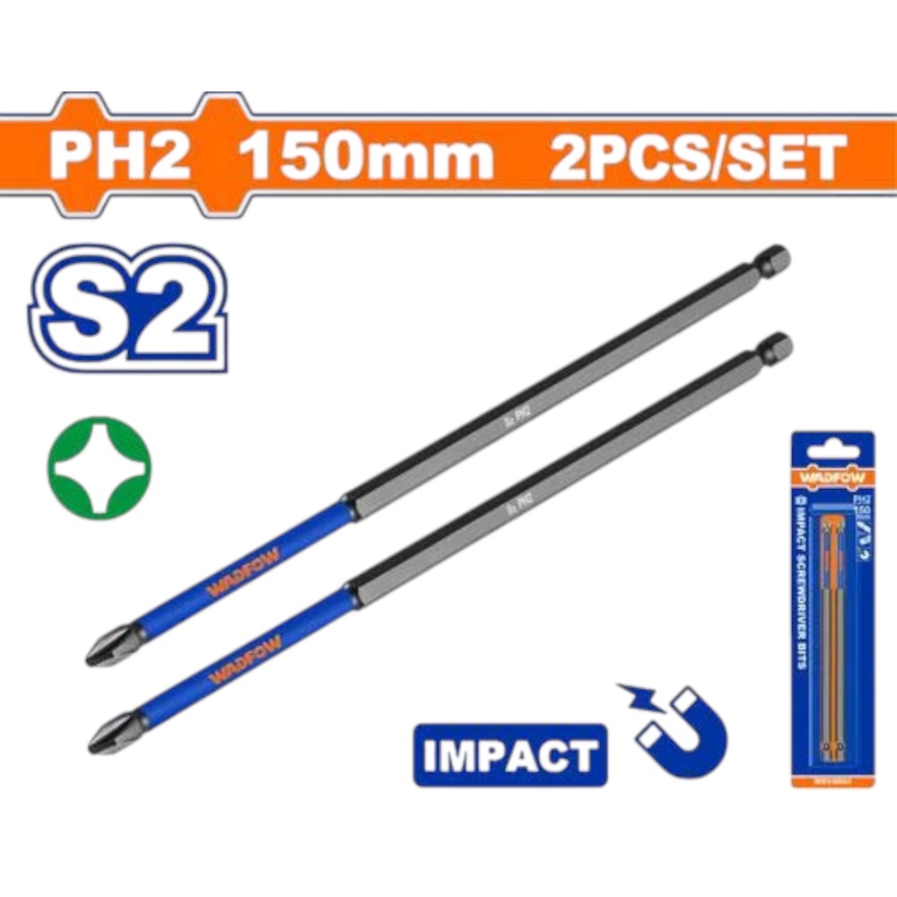 WADFOW 2PCS/SET Impact Screwdriver Bit 150MM PH2 S2 Impact Control Bit Set Screw Driver WADFOW 2PCS/SET Impact Screwdriver Bit 150MM PH2 S2 Impact Control Bit Set Screw Driver