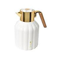 FEENIK- Vacuum Jug Thermos For Hot & Cold -PP Body & Pink Glass Liner , PP BODY+PINK 1.0 L , White/Gold FEENIK- Vacuum Jug Thermos For Hot & Cold -PP Body & Pink Glass Liner , PP BODY+PINK 1.0 L , White/Gold