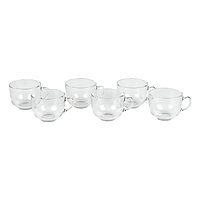 Home Basics - Glass Mugs with Handles - 6 Pack