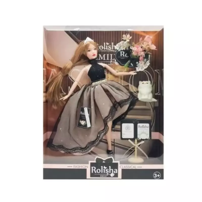 Emily Doll with White Cat and Bouquet of Flowers – A Charming Doll Set Featuring a Fashionable Emily Doll, Cuddly White Cat, and Beautiful Bouquet of Flowers for Imaginative Play Emily Doll with White Cat and Bouquet of Flowers – A Charming Doll Set Featuring a Fashionable Emily Doll, Cuddly White Cat, and Beautiful Bouquet of Flowers for Imaginative Play