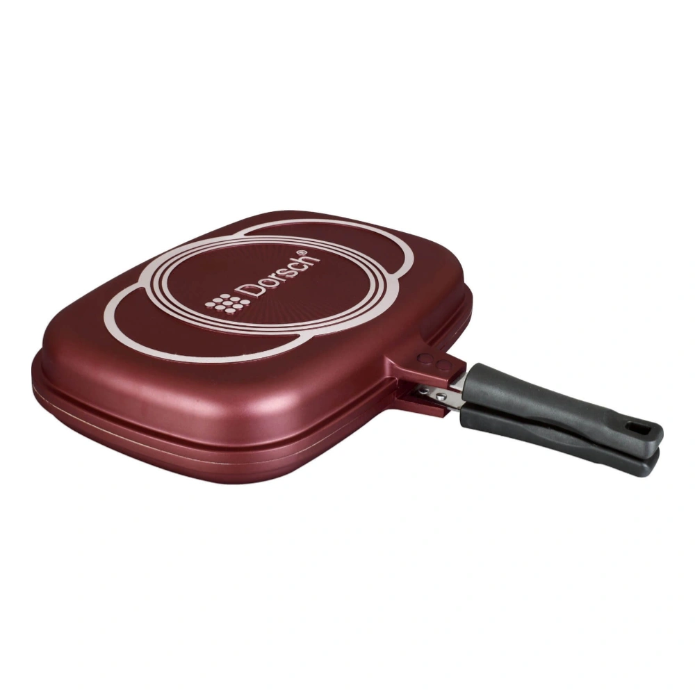 Dorsch - Elegant Deep Red Premium Double Grillpan โ 36cm, Ceramic Non-Stick ProGlider coating, perfect for grilling meats, seafood, vegetables, and more Dorsch - Elegant Deep Red Premium Double Grillpan โ 36cm, Ceramic Non-Stick ProGlider coating, perfect for grilling meats, seafood, vegetables, and more