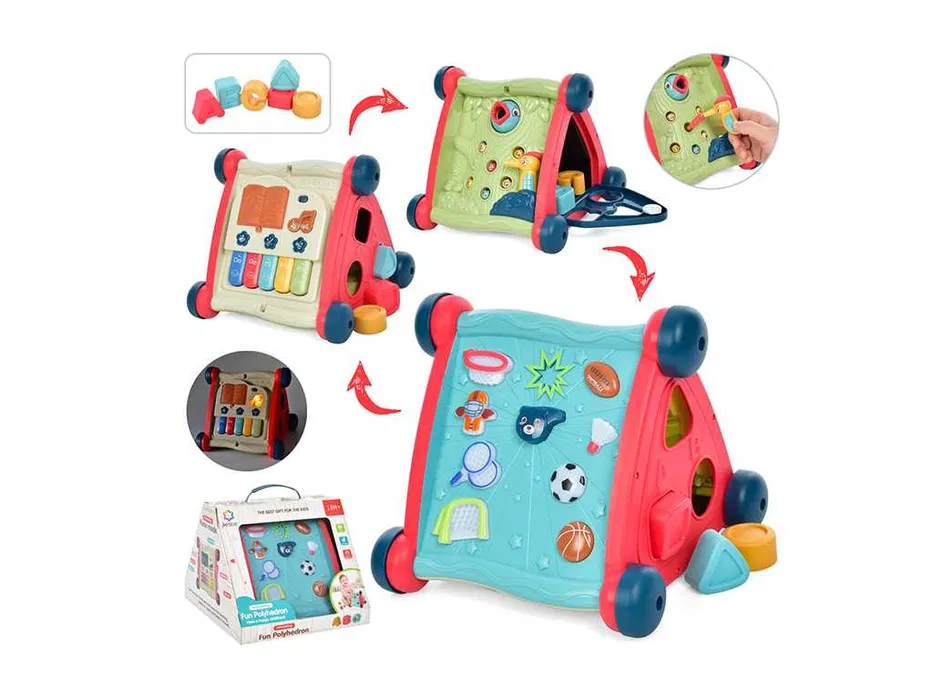 Jie Star 2-in-1 Multifunctional Baby Activity Walker and Learning Play Center – Interactive Musical Toy with Piano Keys, Shape Sorter, Building Blocks, and Educational Games