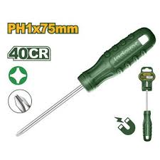 Jadever JDSD4913 Phillips (PH1) Screwdriver – 40CR Alloy Steel, Round Shank, Ø 5.0 mm × 75 mm, Plastic Hanger Pack