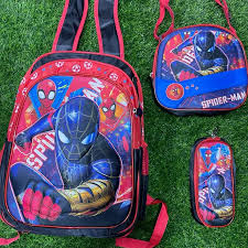 Children’s 3-Piece School Bag Set with 3 Zippers – Includes Backpack, Lunch Bag & Pencil Case – 3D Front Cartoon Print – Spacious Main Compartment, 2 Front Zipper Pockets
