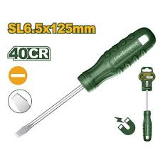 Jadever JDSD3965 Slotted Screwdriver SL 6.5 × 125 mm – 40CR Carbon Steel, Round Shank, Durable Flat-Head Precision Tip with Ergonomic Grip