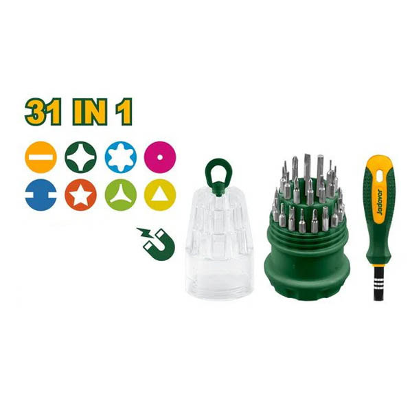 Jadever JDSS1J31 Premium 31-in-1 Multi-Function Screwdriver Set – High-Quality Cr-V Steel Bits, Ergonomic Two-Color Soft Handle