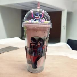 Buy One Get One Stitch Water Tumbler 480ml Plastic Double wall with 3D Purple And Pink