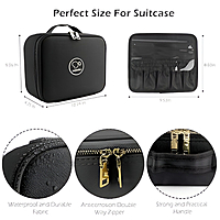 MAKEUP BOX ORGANIZER WITH MIRROR Leather Bag Makeup Mirror (Black)