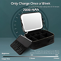 MAKEUP BOX ORGANIZER WITH MIRROR Leather Bag Makeup Mirror (Black)