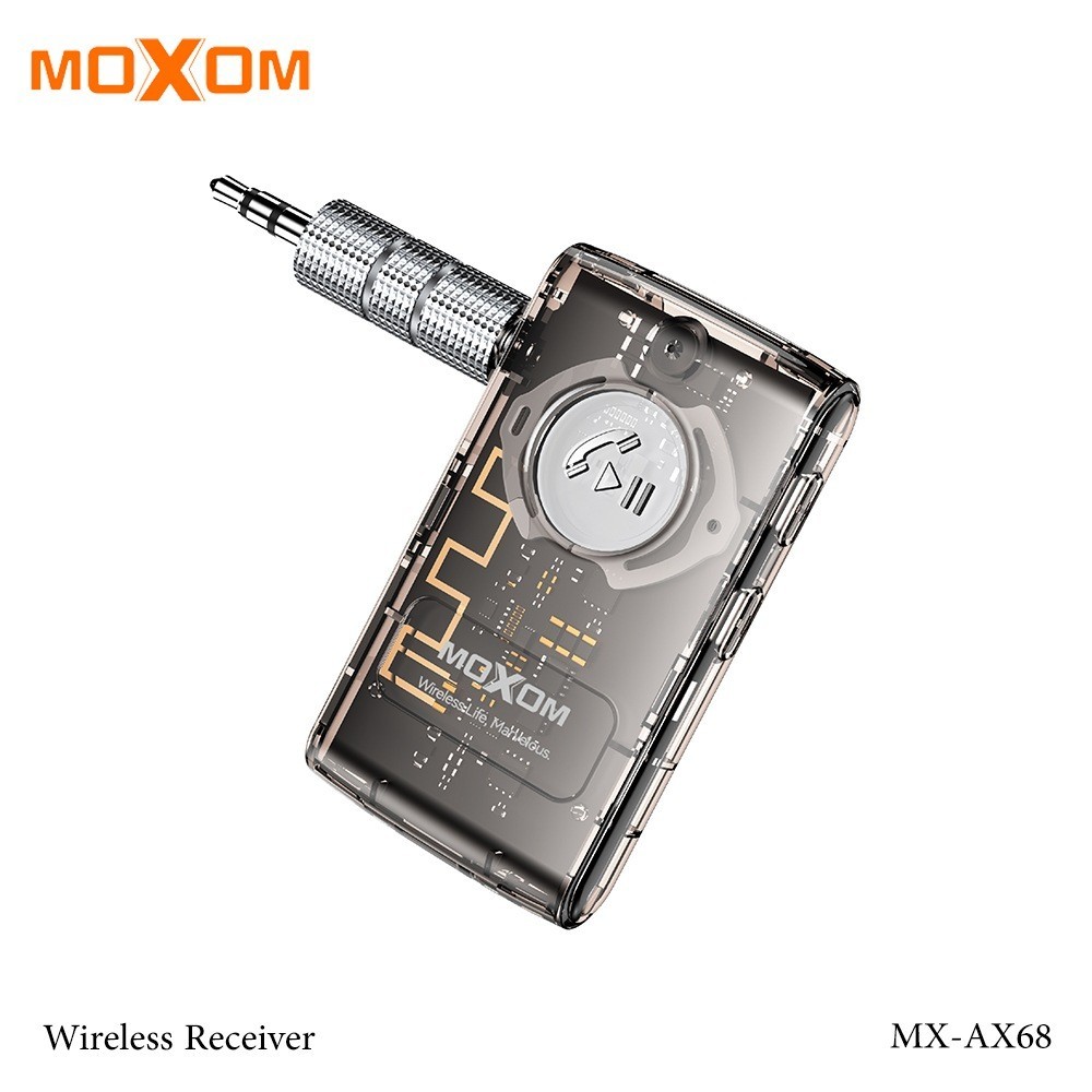 MOXOM MX-AX68 Bluetooth Audio Wireless Receiver Bluetooth 5.0 200mAh Battery 11-Hour Playtime 5M Transmission Range 5V Input Compact & Portable Music Receiver for Car, Home Audio & AUX Devices