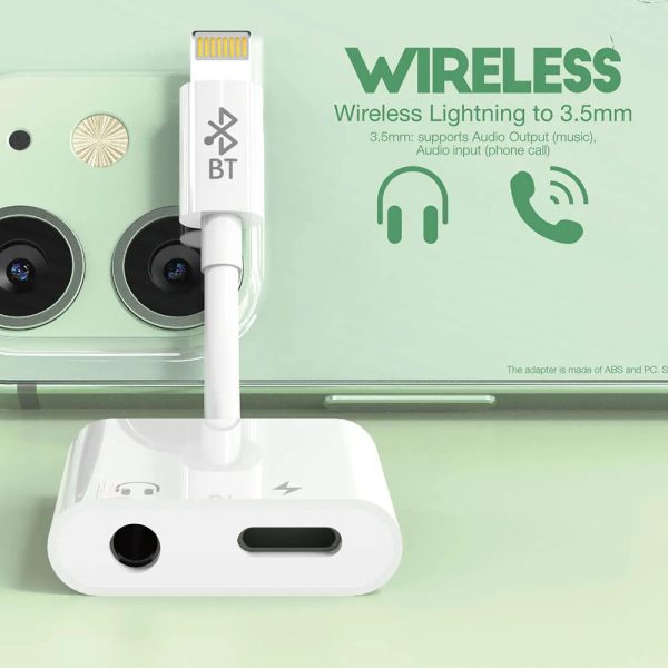 MOXOM MX-AX16 Wireless Lightning to 3.5mm Audio + Lightning Charging Adapter 2-in-1 Splitter for iPhone Supports Charging + Audio Simultaneously Bluetooth Connection Stylish