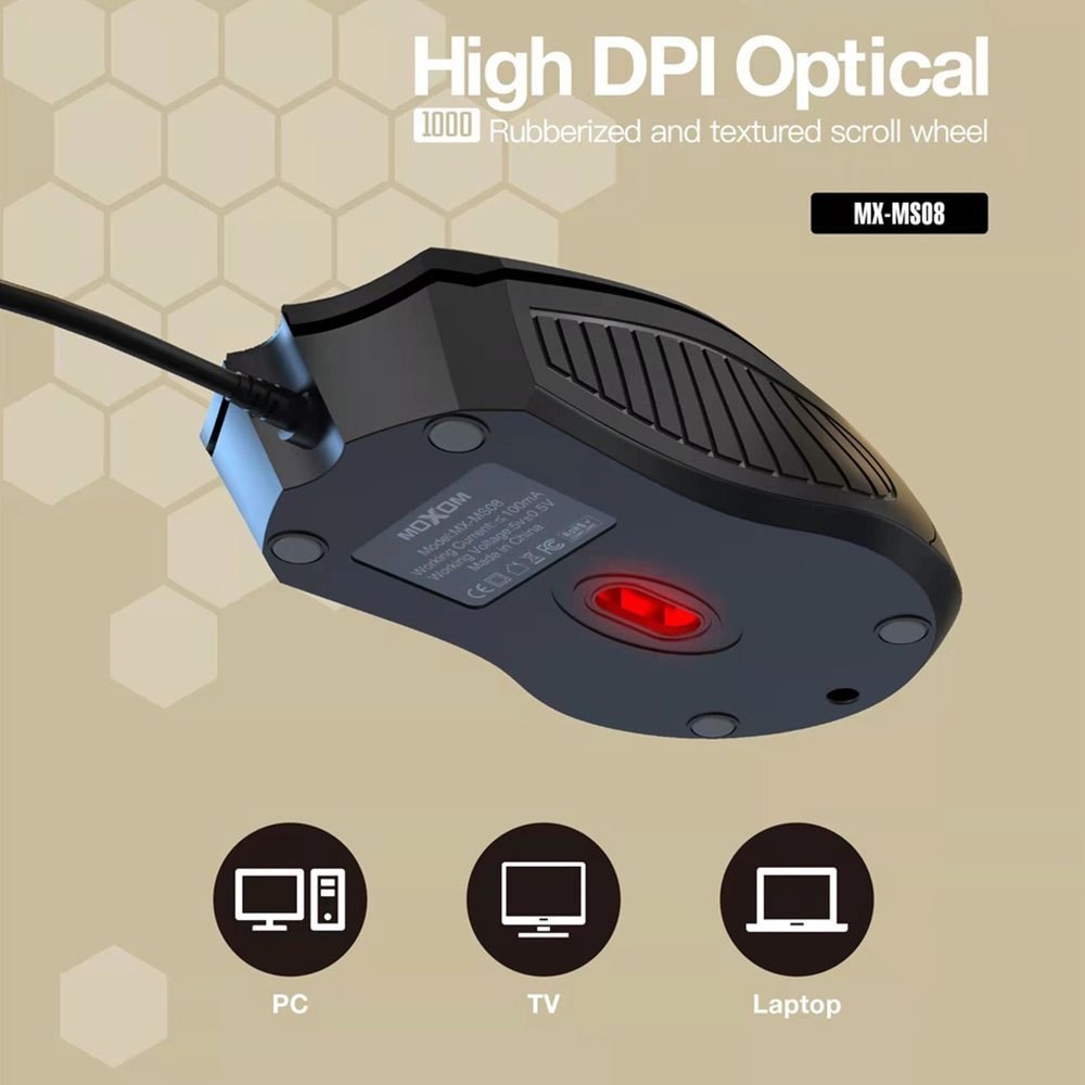 MOXOM MX-MS08 Elite Wired Gaming Mouse โ High DPI Optical Sensor 8733D Chipset 1.5M USB Cable Ergonomic Design Precision Gaming Mouse for PC and Laptop โ Black MOXOM MX-MS08 Elite Wired Gaming Mouse โ High DPI Optical Sensor 8733D Chipset 1.5M USB Cable Ergonomic Design Precision Gaming Mouse for PC and Laptop โ Black