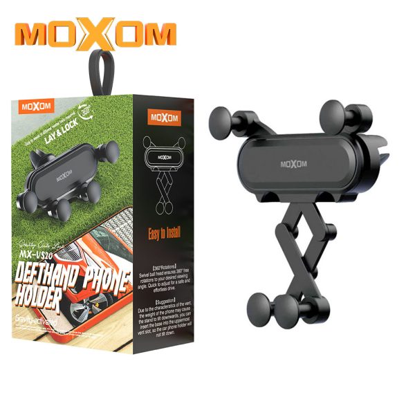 MOXOM MX-VS20 Universal Mobile Car Mount | 360° Adjustable Rotating Phone Holder with Secure Hook Clamp | Air Vent Mount for Smartphones, MP4, and GPS Devices