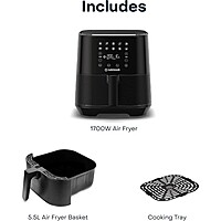 Nutricook 5.5L Air Fryer 2, High-Performance Digital Air Fryer with Rapid Air Circulation Technology, Adjustable Temperature & Timer, Easy-to-Clean Non-Stick Basket, Sleek Black Design