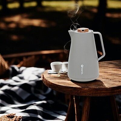 FEENIK- VACCUM JAR -PP BODY+PINK GLASS LINER GRAY 1L