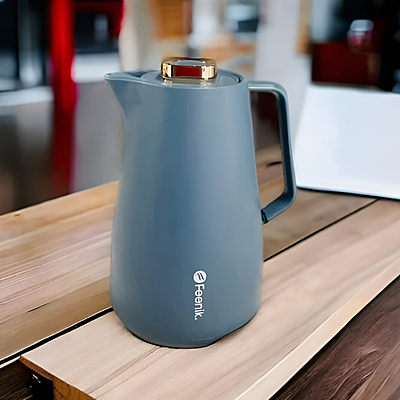 FEENIK- Vacuum Jug Thermos For Hot & Cold -PP Body & Pink Glass Liner , PP BODY+PINK  1.0 L , Navy