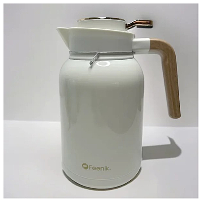 FEENIK- Vacuum Jug Thermos For Hot & Cold Stainless Steel Body Inside And Outside , 2.0 L , White