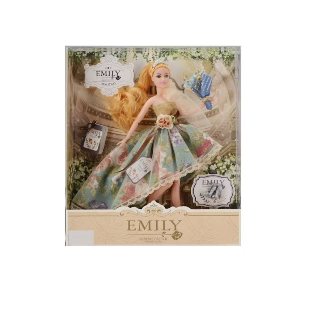Emily Doll with Yellow Hair and a Bouquet of Flowers – A Charming Fashion Doll with Stunning Hair and Floral Accessories for Creative Play and Imagination