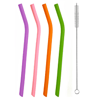 Ernesto - Silicone Drinking Straws - Set of 4 with Cleaning Brush Ernesto - Silicone Drinking Straws - Set of 4 with Cleaning Brush
