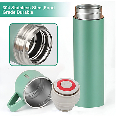 Stainless Steel Thermo 500ml/16.9oz Cup for Coffee Hot drink and Cold drink water flask.(Green,Set)