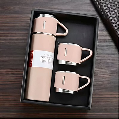 Stainless Steel Thermo 500ml/16.9oz Cup for Coffee Hot drink and Cold drink water flask.(pink,Set of 4 pieces ))