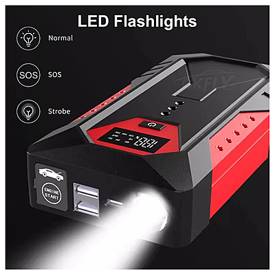 8000mAh 4-in-1 ABS Car Jump Starter Compass LED Light Power Bank 800A