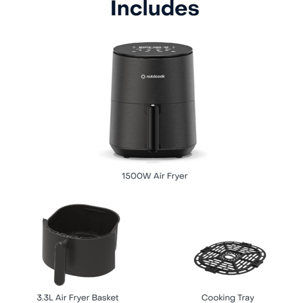 Nutricook Air Fryer Mini v2 3.3L 1500W โ Black, NC-AFM033K | Compact Digital Air Fryer Nutricook Air Fryer Mini v2 3.3L 1500W โ Black, NC-AFM033K | Compact Digital Air Fryer