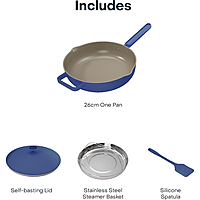 Nutricook One Pan 26cm, Cast Aluminum, w/Self-Basting Lid, Steamer Basket, Silicone Spatula, Ceramic Non-stick Coating, Oven Safe, Induction Safe, Designed in California, NC-OP126AB, All Blue Nutricook One Pan 26cm, Cast Aluminum, w/Self-Basting Lid, Steamer Basket, Silicone Spatula, Ceramic Non-stick Coating, Oven Safe, Induction Safe, Designed in California, NC-OP126AB, All Blue
