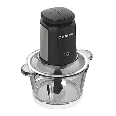 Nutricook Choppi Xl Glass Chopper And Mincer, Durable And Sharp Blades, Anti-slip Ring, Spill-proof, 1.2 L, 500w [black], Nc-ch1200