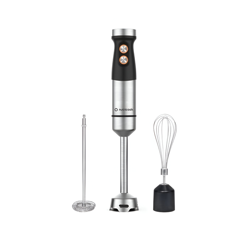 Nutricook Handi Immersion Blender, Powerful 500W Motor, Stainless Steel Shaft & Blade, 2 Speed Settings, Ergonomic Design, Easy to Clean โ Model NC-HB100 Nutricook Handi Immersion Blender, Powerful 500W Motor, Stainless Steel Shaft & Blade, 2 Speed Settings, Ergonomic Design, Easy to Clean โ Model NC-HB100