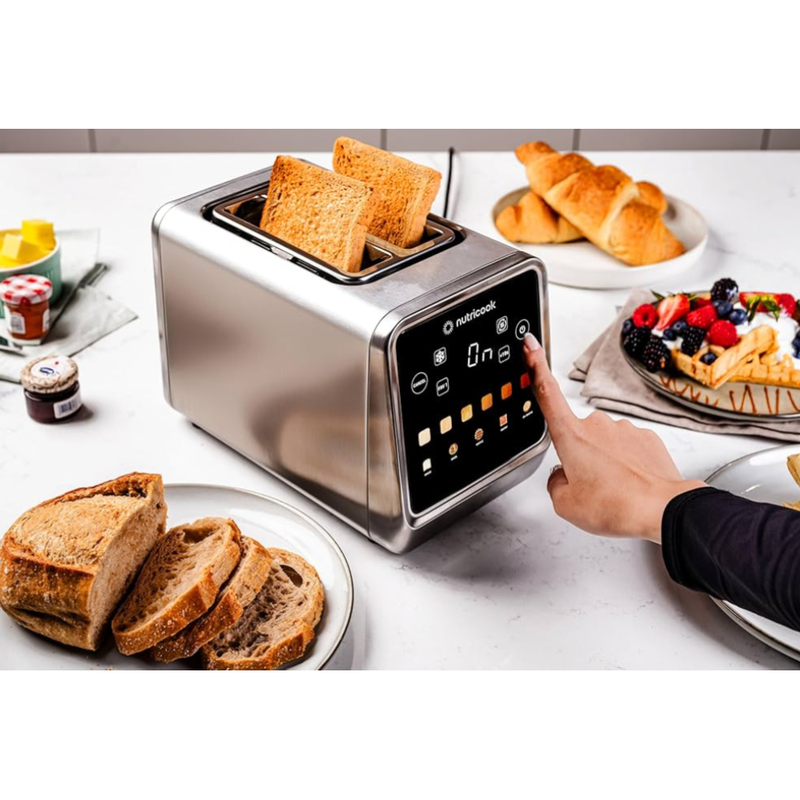 Nutricook 2-Slice Smart Toaster with Touch Screen, 850W, All-in-One Design, 6 Browning Levels, Wide Slots for Various Bread Types, Defrost, Reheat & Bagel Functions, Sleek Modern Look Nutricook 2-Slice Smart Toaster with Touch Screen, 850W, All-in-One Design, 6 Browning Levels, Wide Slots for Various Bread Types, Defrost, Reheat & Bagel Functions, Sleek Modern Look