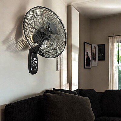 Wave Wall Fan 5 Blades 75W 18 Inch Black – Powerful and Efficient Air Circulator for Home or Office Cooling