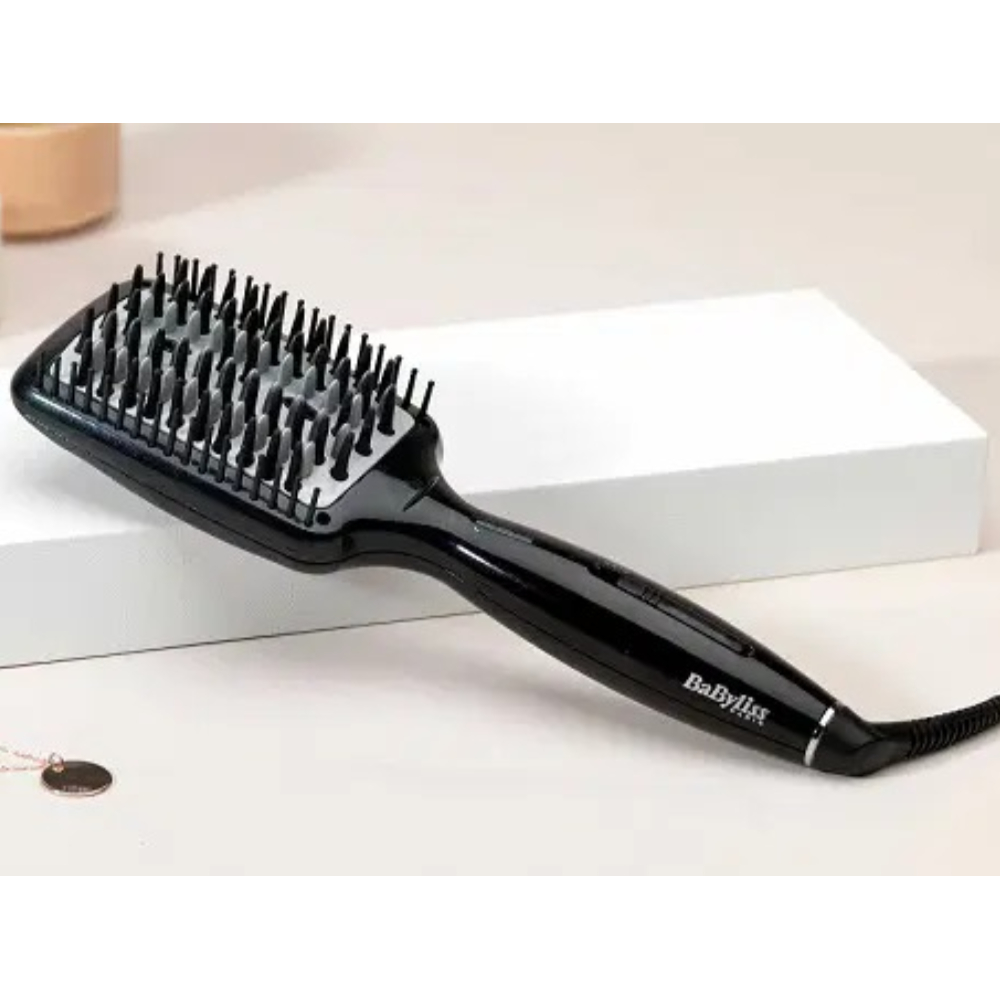 BaByliss Smoothing Heated Brush HSB101SDE 120W – Fast and Efficient Hair Smoothing with Ionic Technology for Frizz-Free, Silky Hair and Adjustable Heat Settings BaByliss Smoothing Heated Brush HSB101SDE 120W – Fast and Efficient Hair Smoothing with Ionic Technology for Frizz-Free, Silky Hair and Adjustable Heat Settings