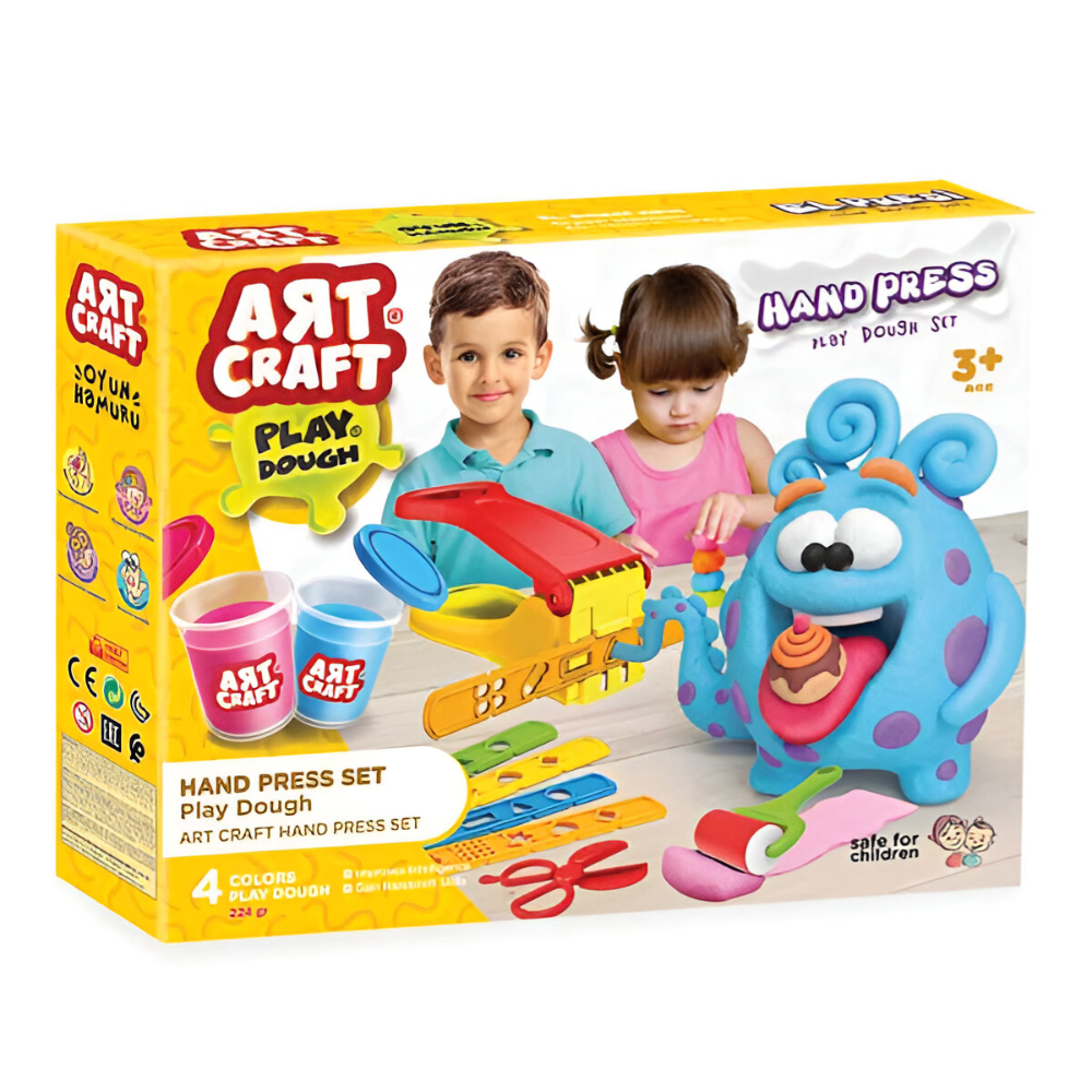 ART CRAFT Hand Press Dough Set – Creative and Fun Play Dough Kit with Press Tool for Shaping and Molding Unique Designs ART CRAFT Hand Press Dough Set – Creative and Fun Play Dough Kit with Press Tool for Shaping and Molding Unique Designs