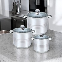 Zilan 6-Piece Stainless Steel Cookware Set (20cm + 22cm + 24cm) with Glass Lids & Induction Base, ZLN4045 – Durable, Versatile, and Elegant Cooking Solution