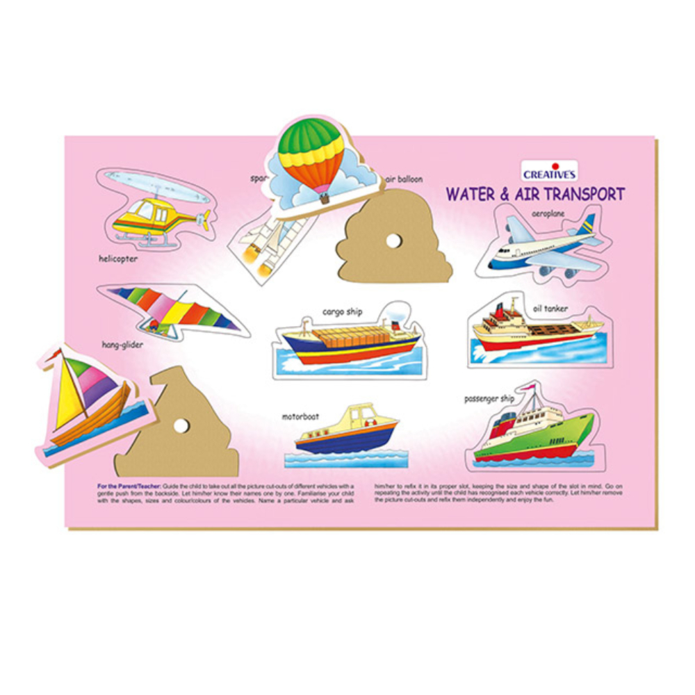 CREATIVE Play N Learn Water & Air Transport Wooden Set – An Engaging and Educational Wooden Toy for Kids to Explore the World of Water and Air Transportation CREATIVE Play N Learn Water & Air Transport Wooden Set – An Engaging and Educational Wooden Toy for Kids to Explore the World of Water and Air Transportation