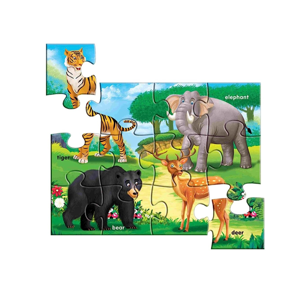 Creative Early Puzzles Step II – Wild Animals – A Fun and Educational Puzzle Set for Toddlers to Explore the Animal Kingdom (12 Pieces)