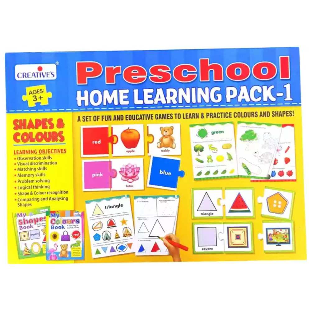 Preschool Home Learning Pack-1, Shapes & Colours-12P – A Comprehensive Early Learning Kit to Explore and Master Shapes and Colours for Young Learners