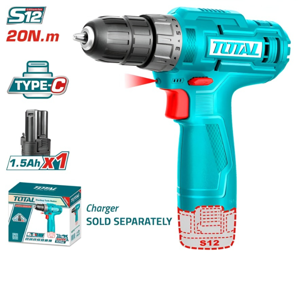 Total Lithium-Ion Cordless Drill 12V TDLI12428 – High-Performance, Versatile, and Ergonomic Power Tool for Professionals & DIYers Total Lithium-Ion Cordless Drill 12V TDLI12428 – High-Performance, Versatile, and Ergonomic Power Tool for Professionals & DIYers