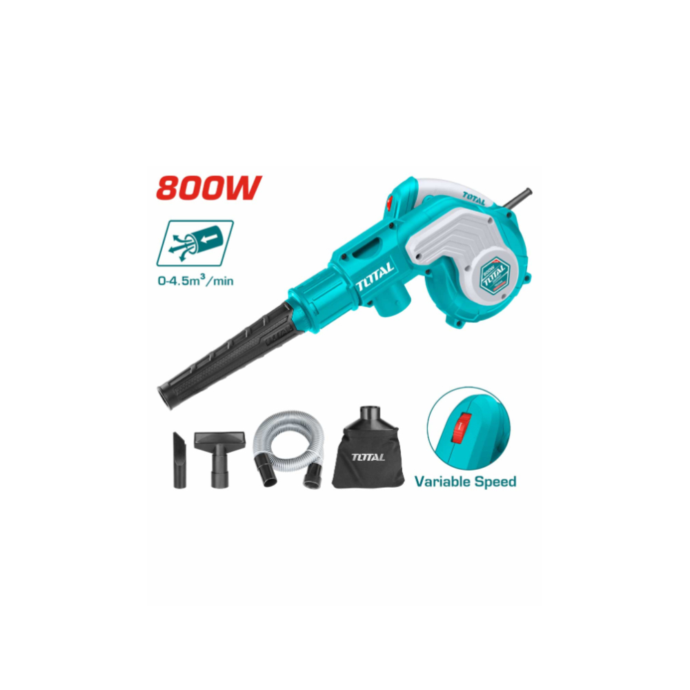 Total Aspirator Blower – 2000W High-Power Blower and Vacuum Combo for Efficient Cleaning, Leaf Collection, Drying, and Debris Removal with Adjustable Airflow, Lightweight Design